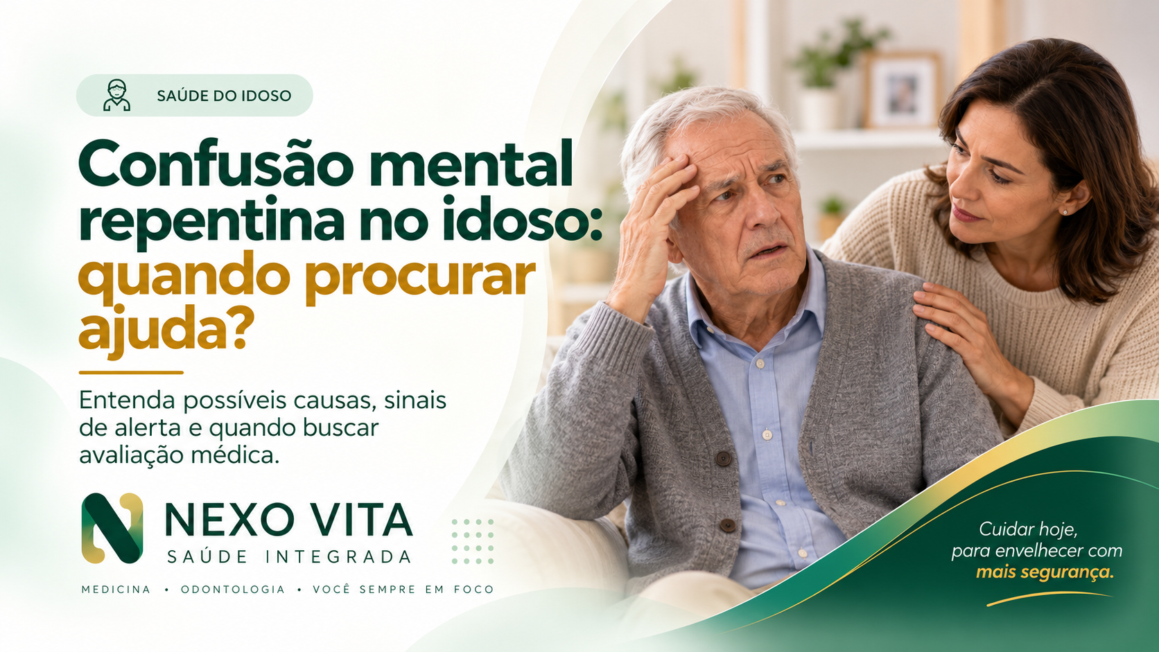 Profissional conversando com pessoa idosa durante avaliação de alteração mental aguda
