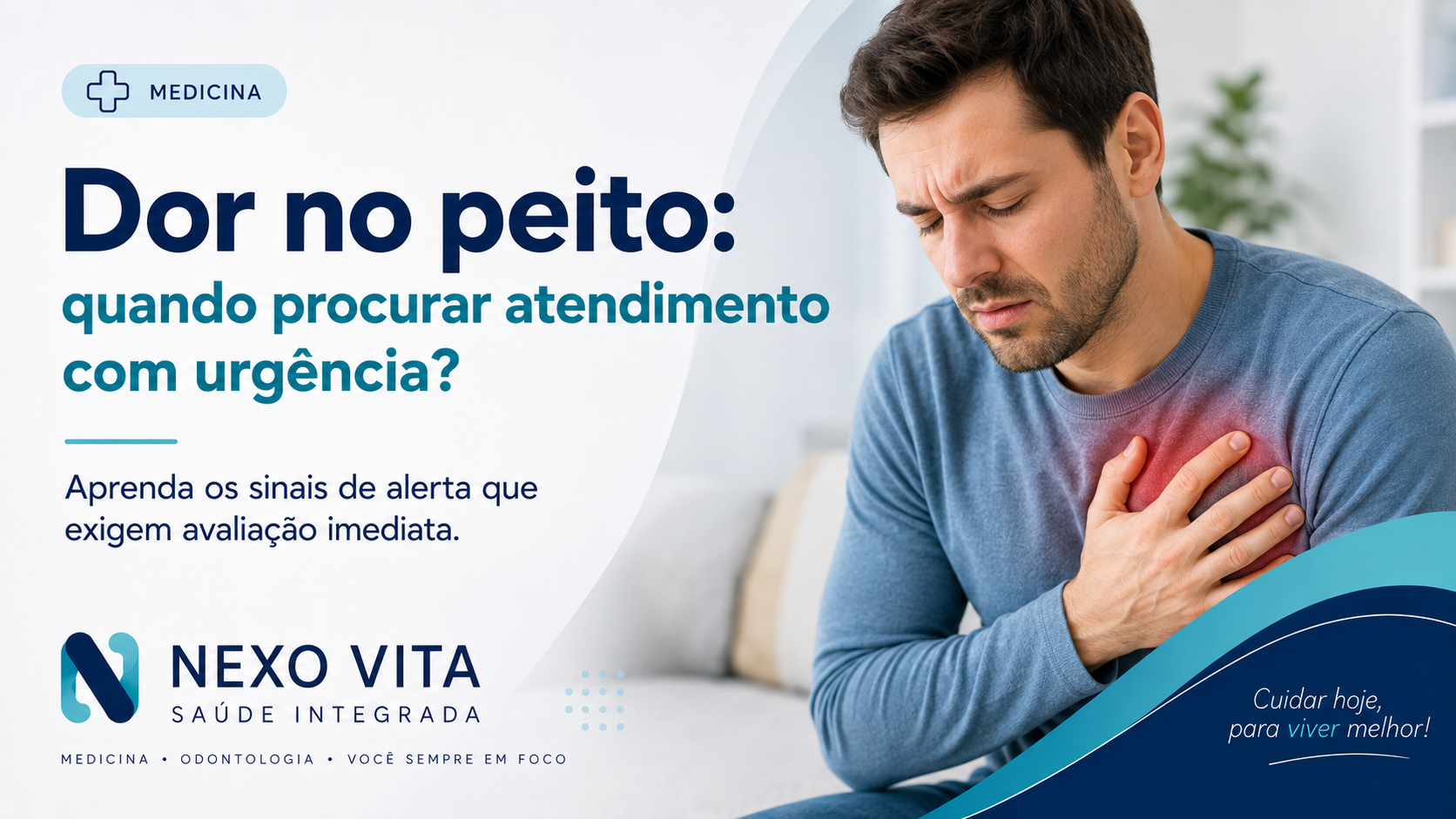 Pessoa levando a mão ao peito durante episódio de dor torácica