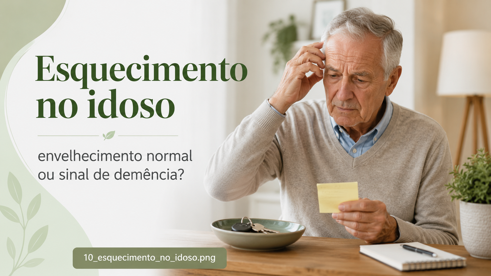 Pessoa idosa refletindo sobre alterações de memória