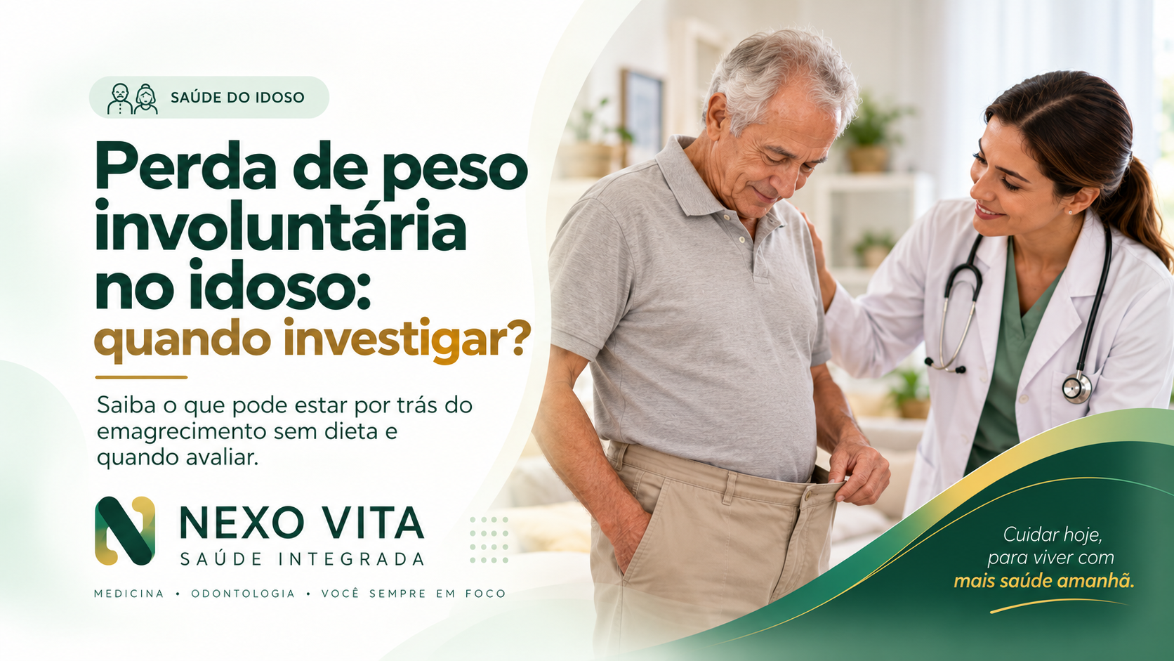 Pessoa idosa em consulta nutricional e acompanhamento do peso