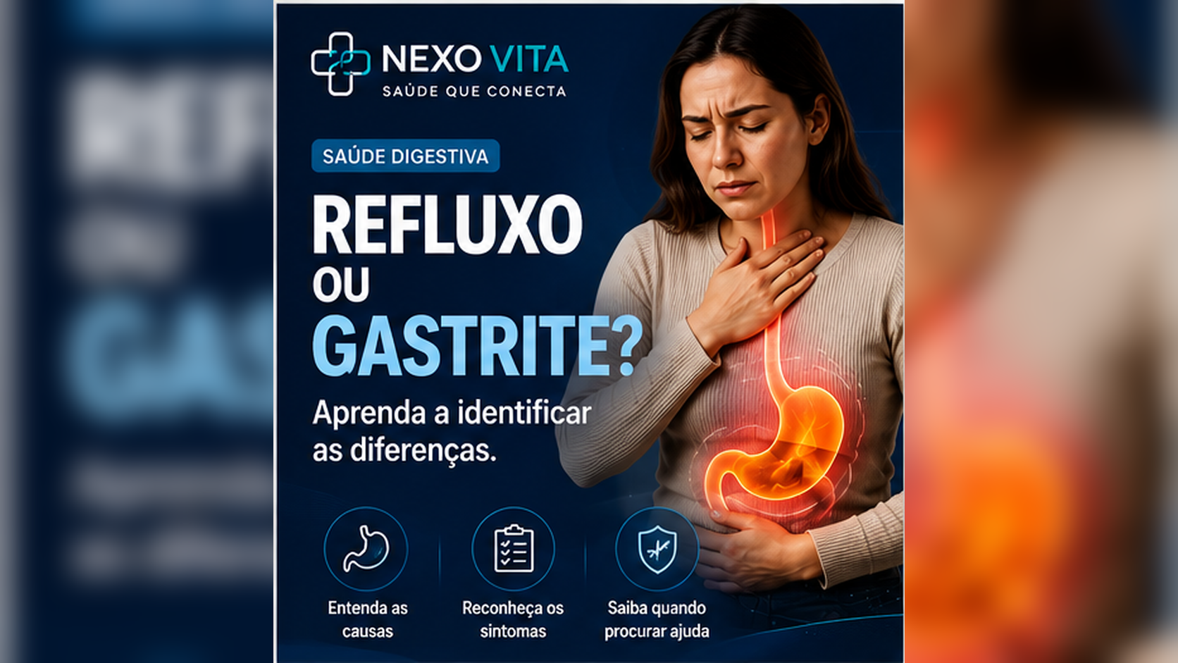 Pessoa com desconforto na região do estômago e sensação de azia