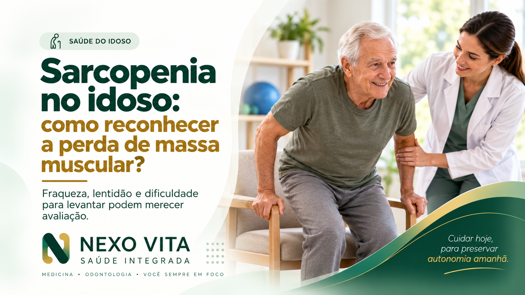 Pessoa idosa realizando exercício supervisionado para fortalecer a musculatura
