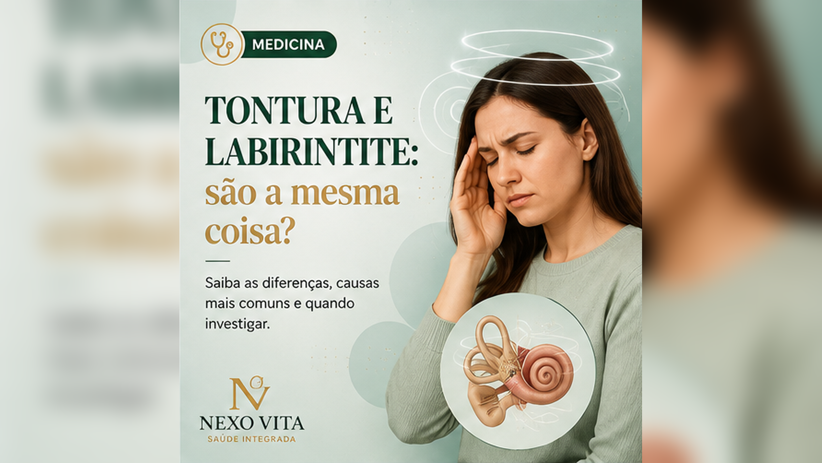 Pessoa com sensação de tontura e desequilíbrio segurando a cabeça